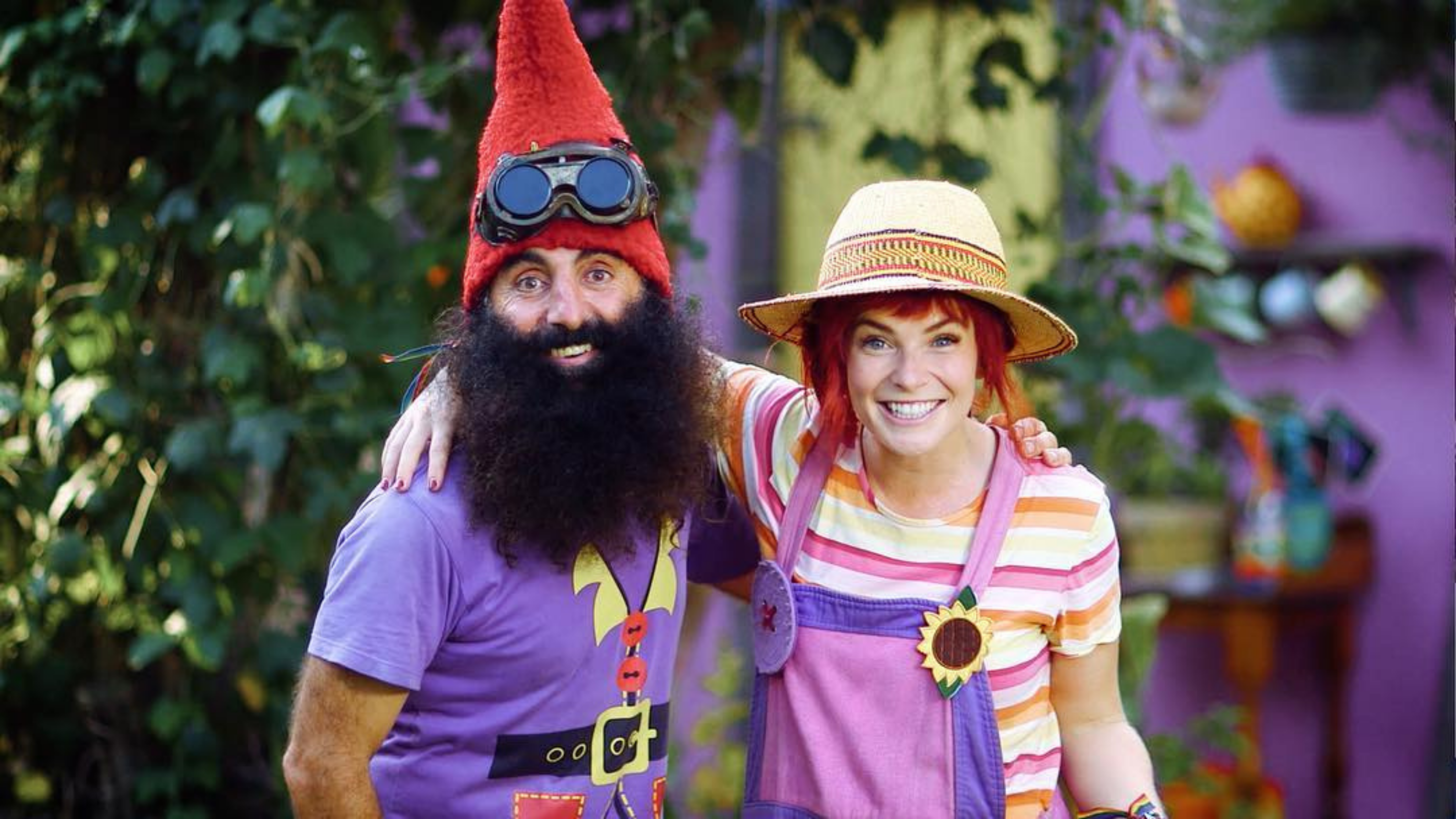 dirtgirl and Costa the Gnome at dirtgirlworld